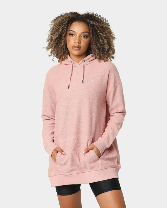 Sik Silk Women's Reverse Fleece Hoodie Dress Pink