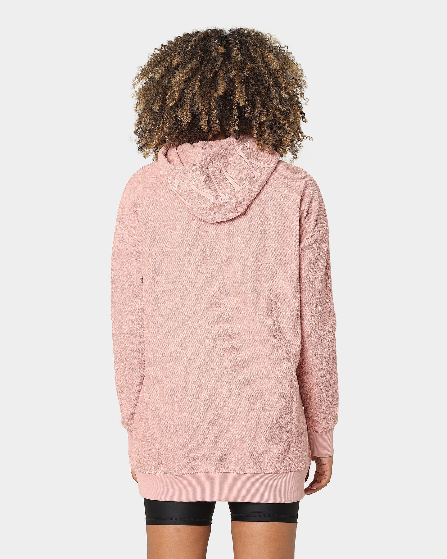 Sik Silk Women's Reverse Fleece Hoodie Dress Pink