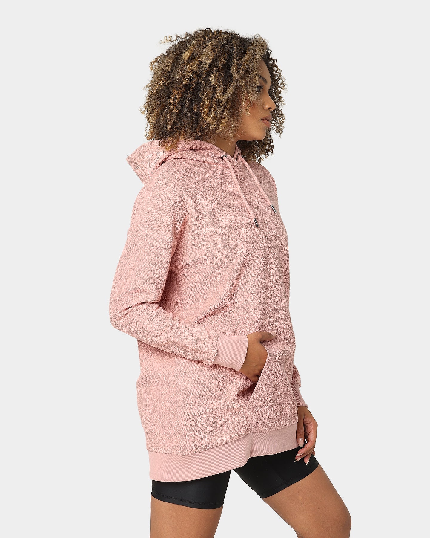 Sik Silk Women's Reverse Fleece Hoodie Dress Pink