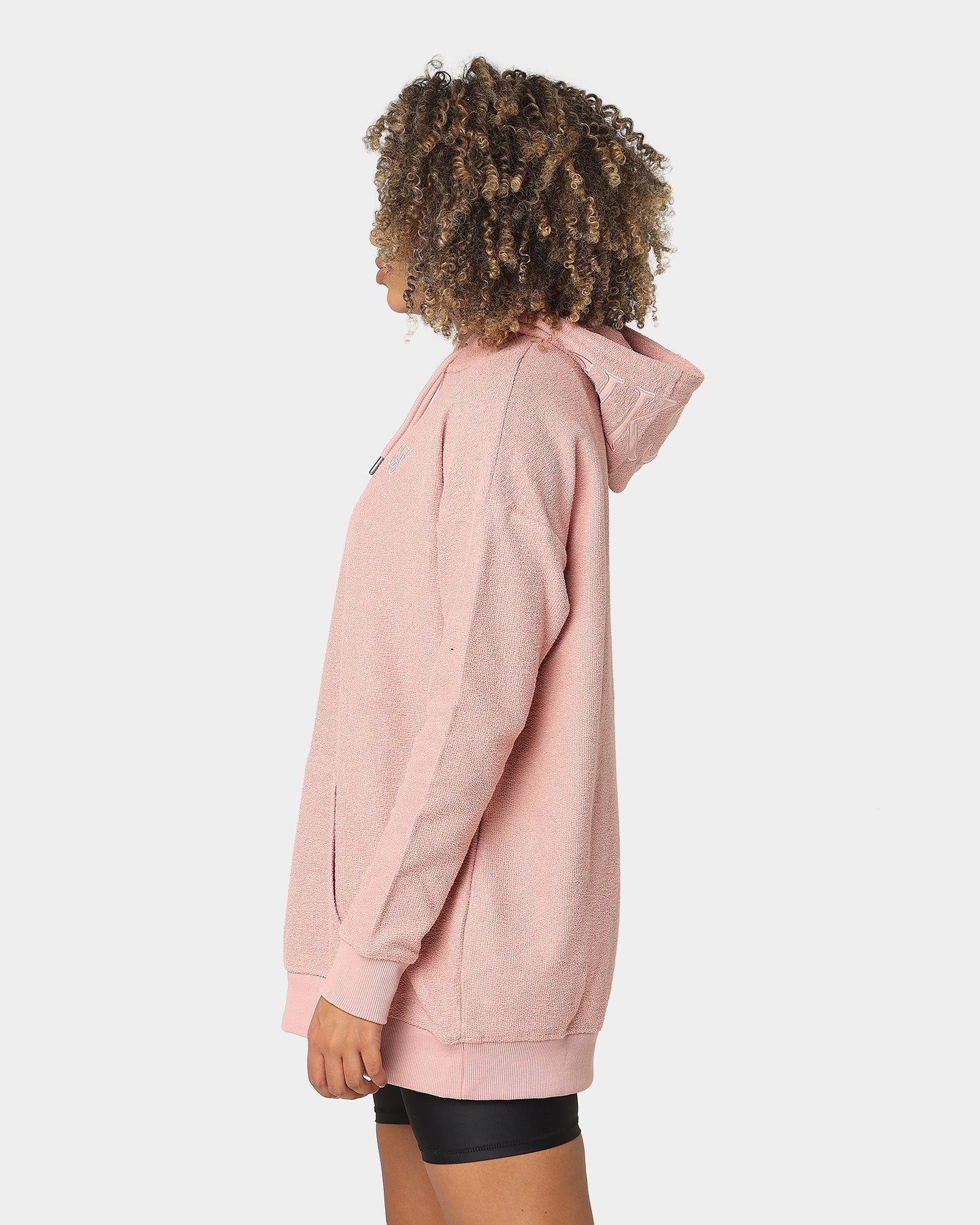 Sik Silk Women's Reverse Fleece Hoodie Dress Pink