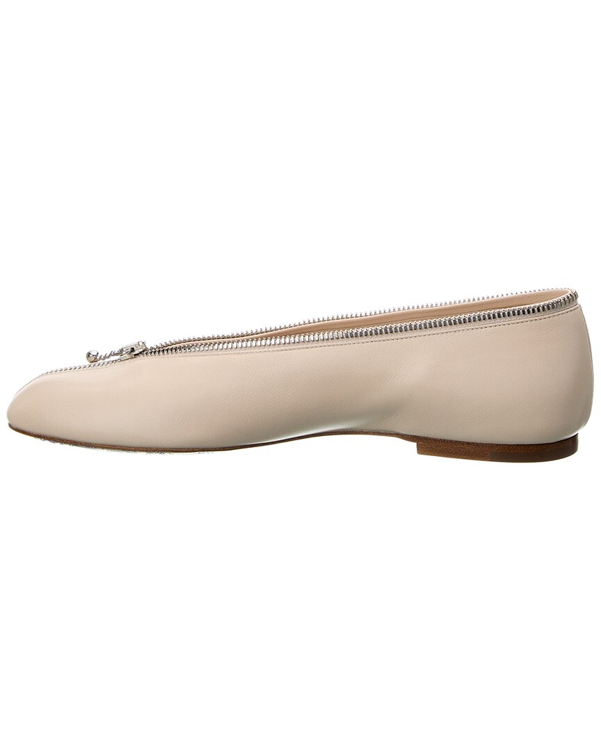 Burberry Sadler Zip Leather Ballet Flat