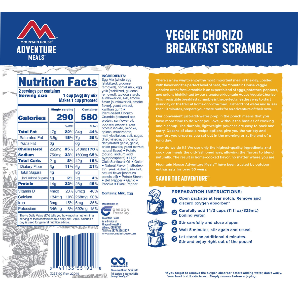 Veggie Chorizo Breakfast Scramble (2 Servings)