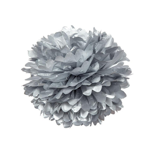 Silver 24 Inch Tissue Paper Flower Pom Pom