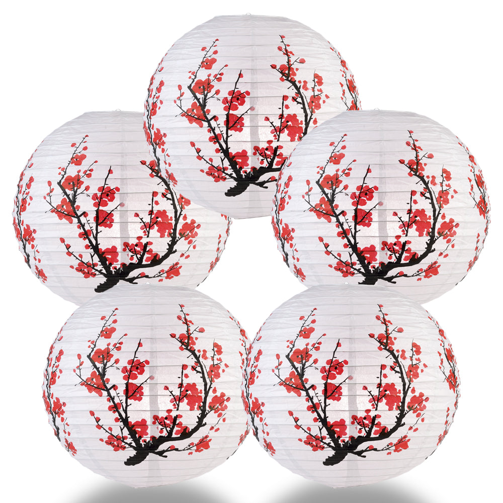 5 PACK | 14" Japanese Plum Tree Paper Lantern