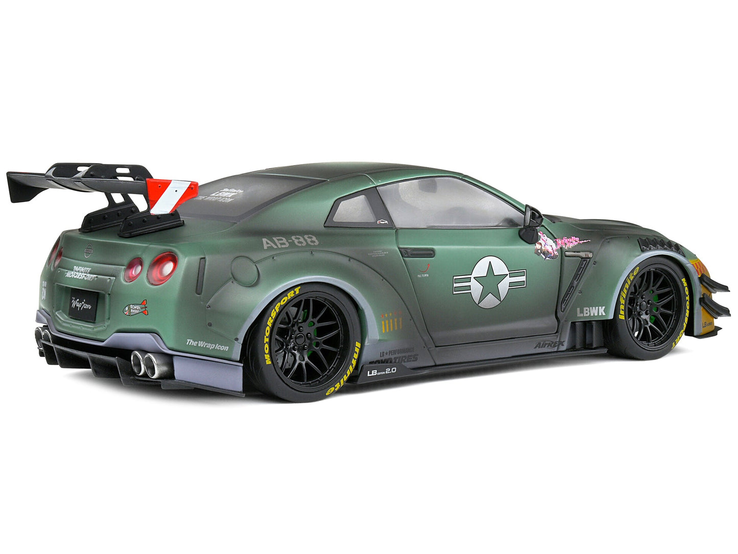 2022 Nissan GT-R R35 RHD Liberty Walk 2.0 Body Kit Army Competition 1/18 Diecast Model Car by Solido