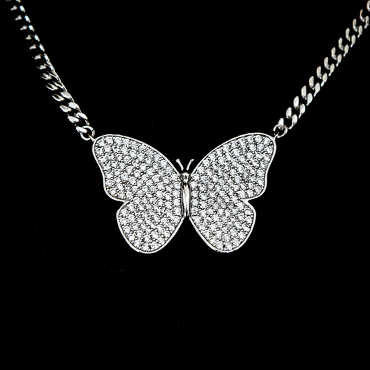 Butterfly Necklace in White Gold