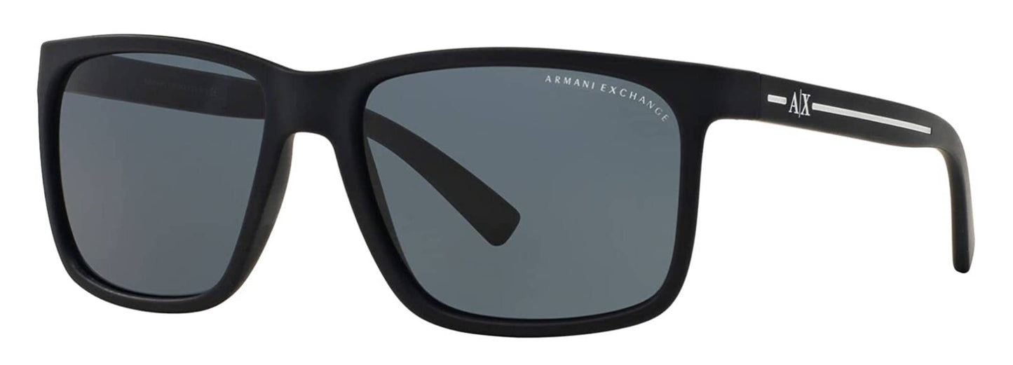 A|X ARMANI EXCHANGE Men's AX4041SF Low Bridge Fit Sunglasses, Matte Blue/Grey, 58 mm