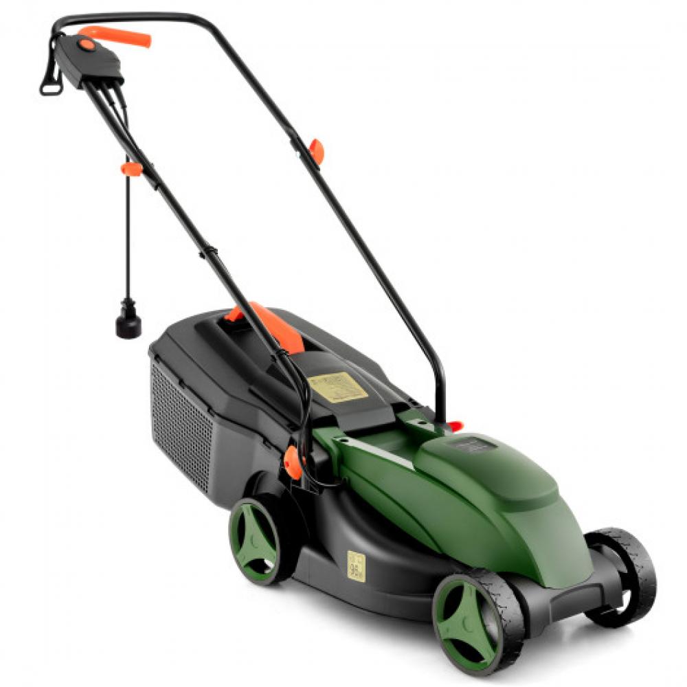 12-AMP 13.5 Inch Adjustable Electric Corded Lawn Mower with Collection Box-Green