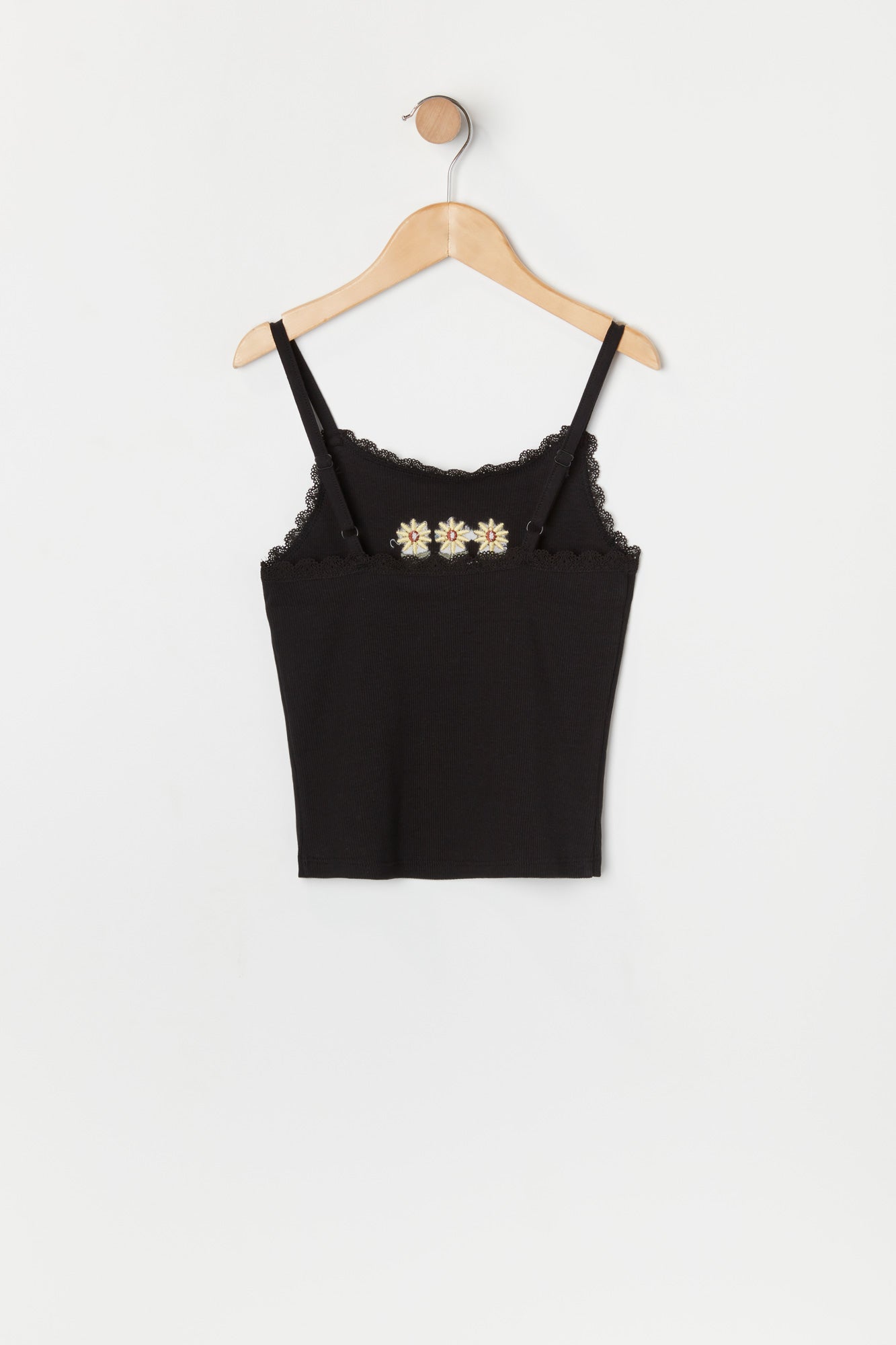 Camisole avec motif brodé Marguerite et liséré de dentelle pour fille