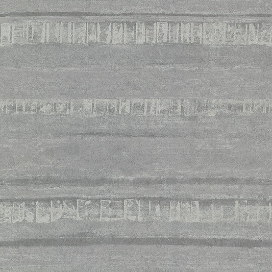 Rakasa Pewter Distressed Stripe Wallpaper from the Lustre Collection