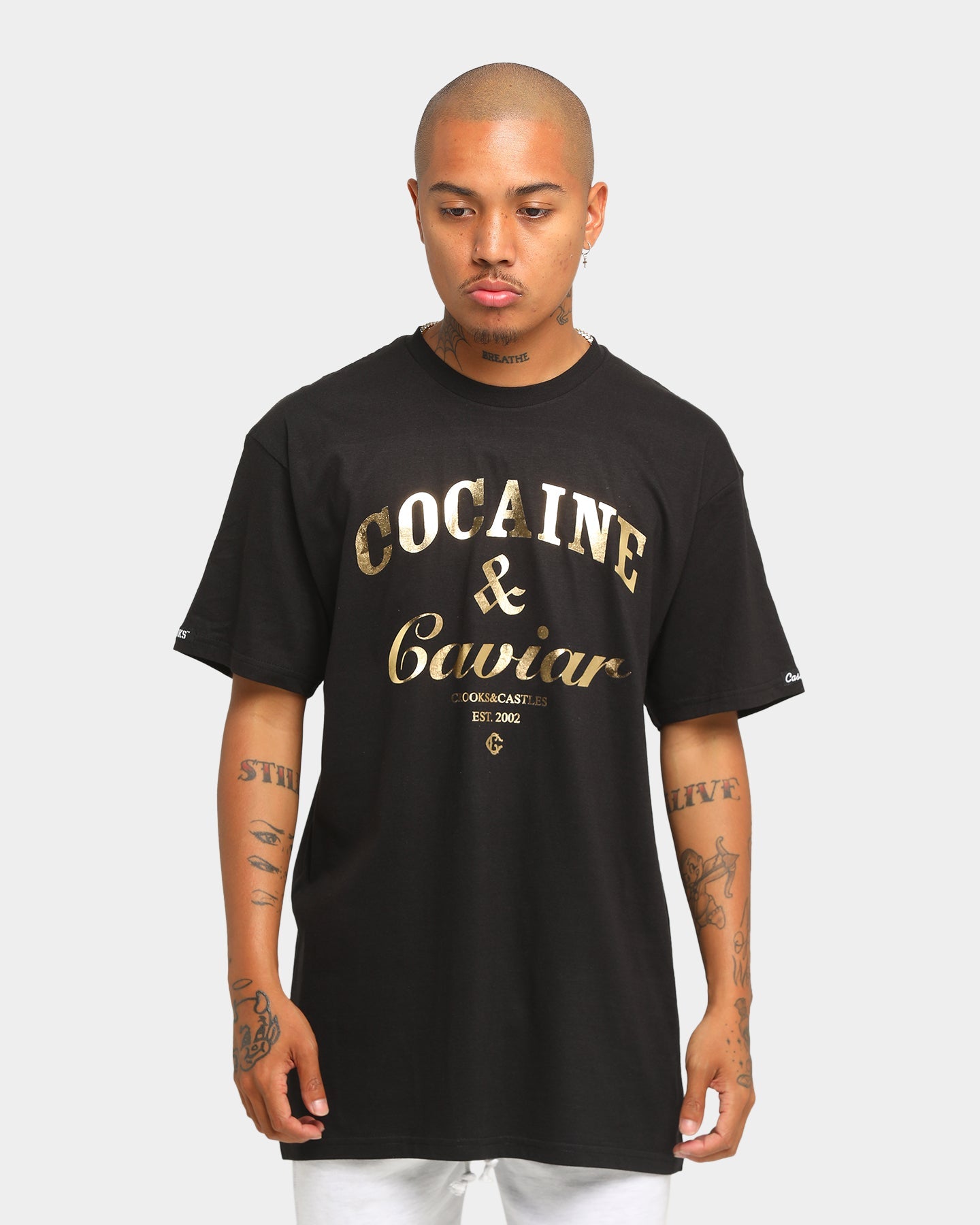 Crooks & Castles Cocaine & Caviar Short Sleeve T-Shirt Black/Gold