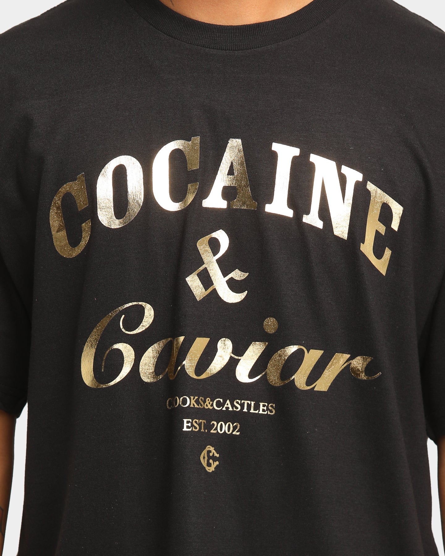 Crooks & Castles Cocaine & Caviar Short Sleeve T-Shirt Black/Gold