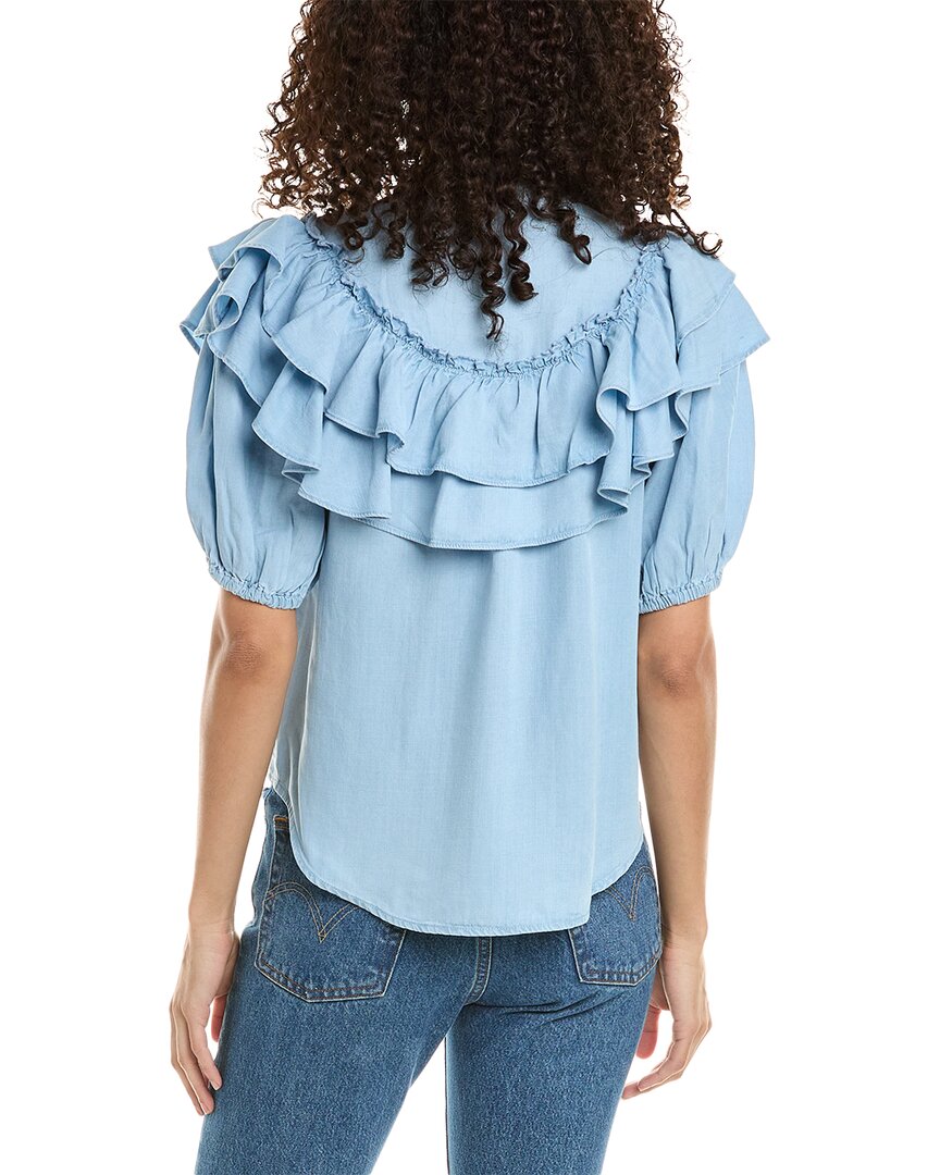 Stellah Denim Ruffle Top