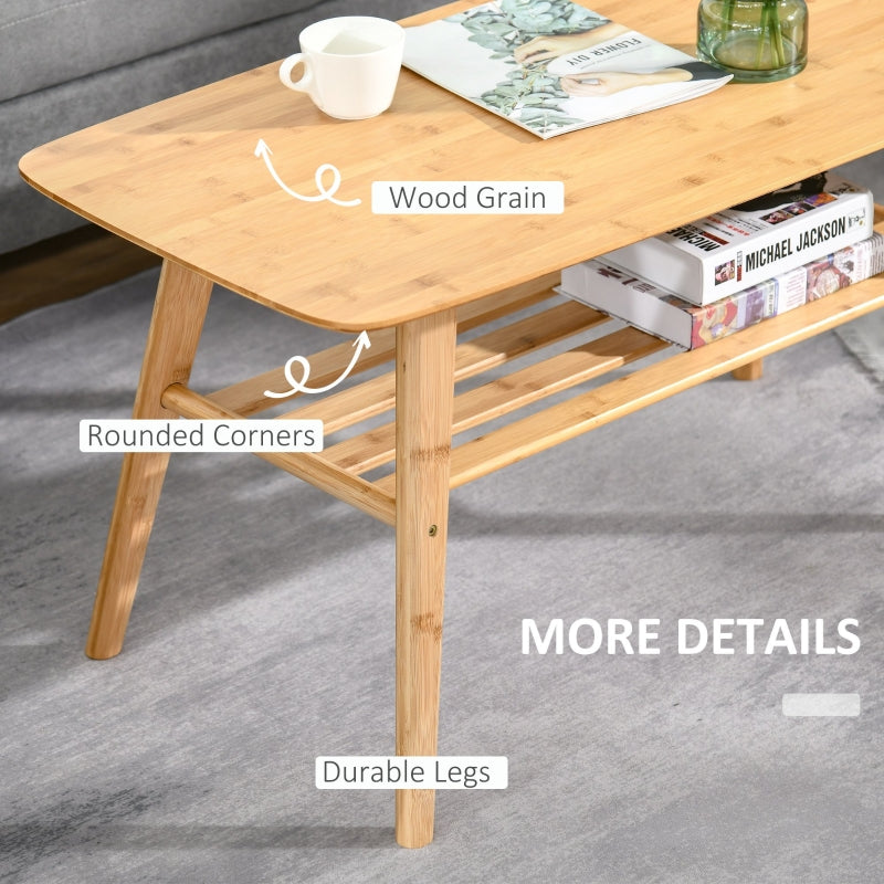 2 Tier Bamboo Tea Table - Natural