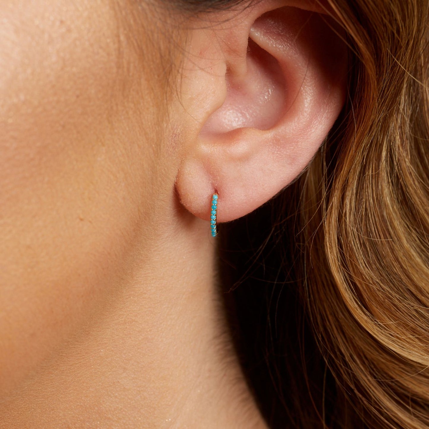 Turquoise Huggie Hoop Earrings