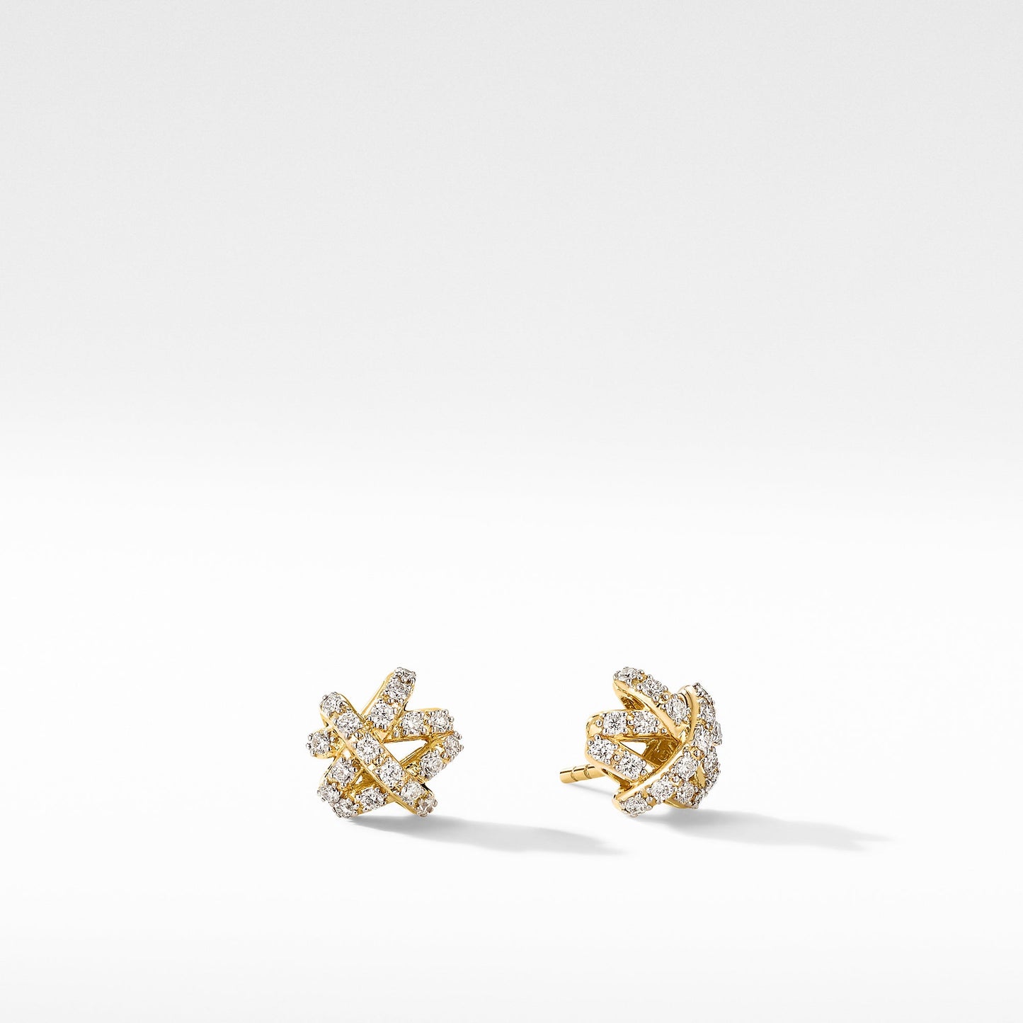 Crossover Stud Earrings in 18K Yellow Gold with Diamonds