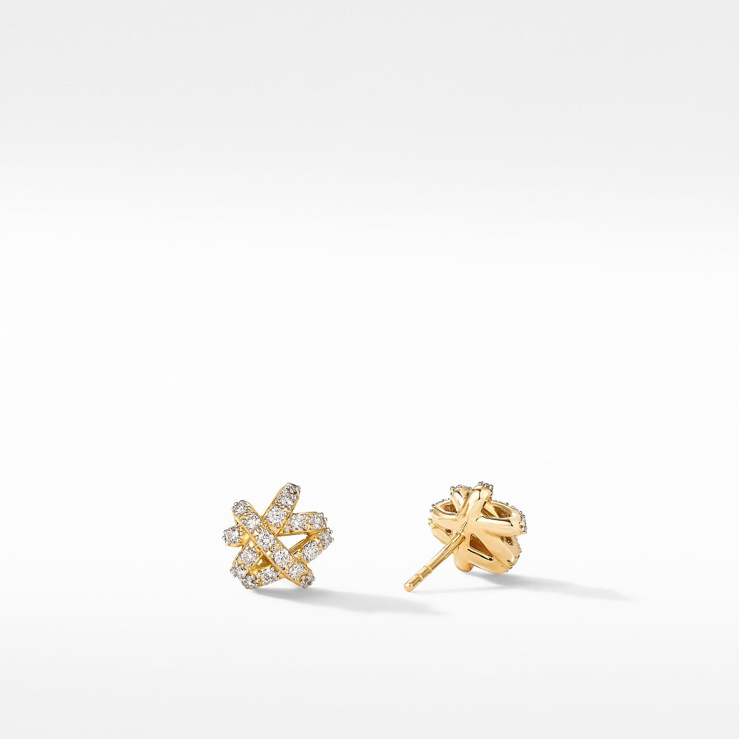 Crossover Stud Earrings in 18K Yellow Gold with Diamonds