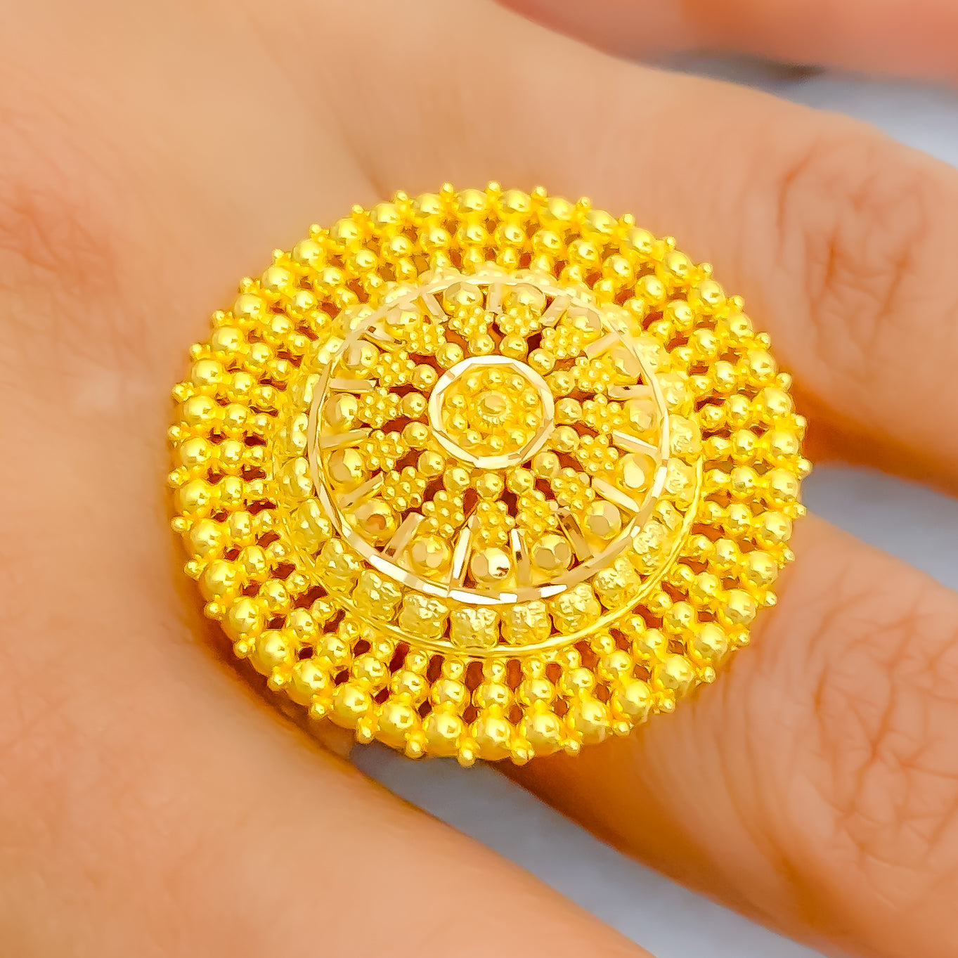 Distinct Beaded 22k Gold Statement Ring