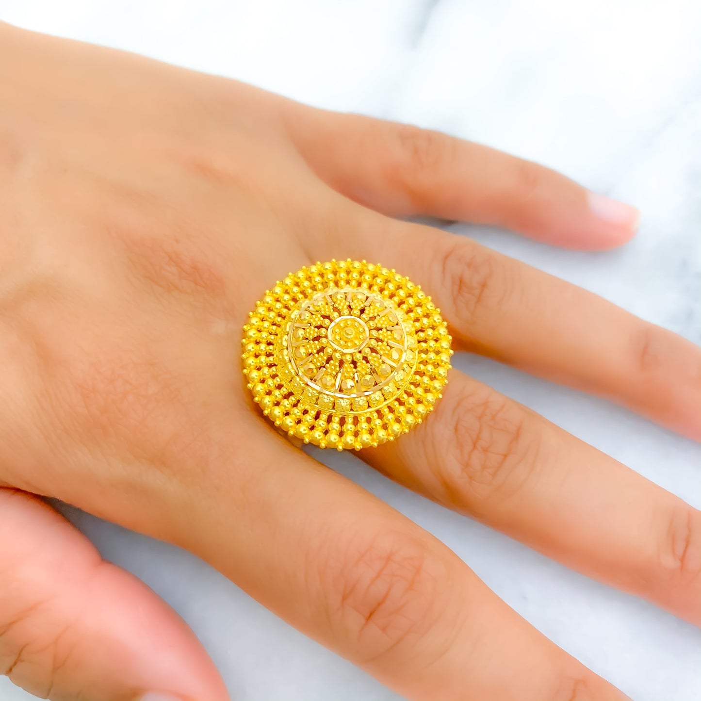 Distinct Beaded 22k Gold Statement Ring