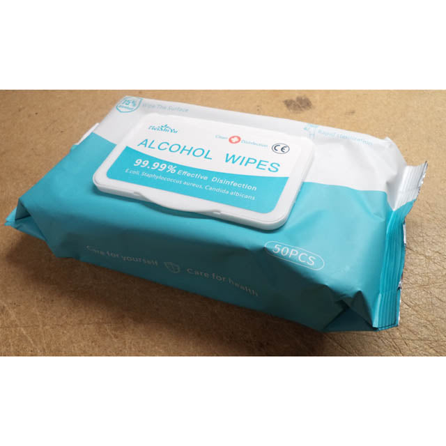 ALCOHOL WIPES 75 PERCENT - ISOPROPYL ALCOHOL WIPES 6X7INCH 75% ALCOHOL (50 pcs/pkg)