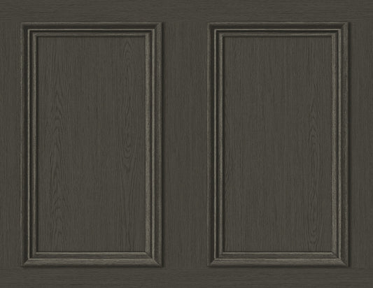 Faux Wood Panel Peel & Stick Wallpaper in Charcoal