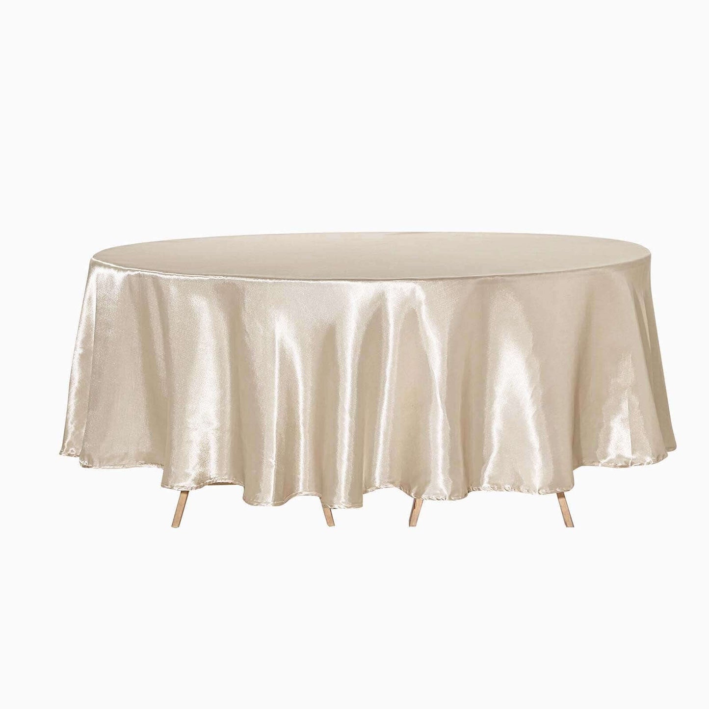 Beige Seamless Satin Round Tablecloth 90"