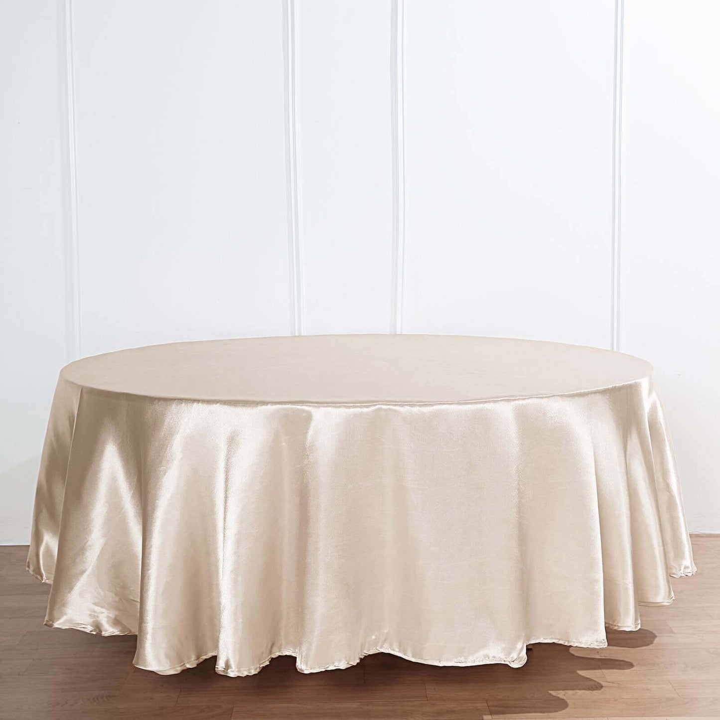 Beige Seamless Satin Round Tablecloth 90"