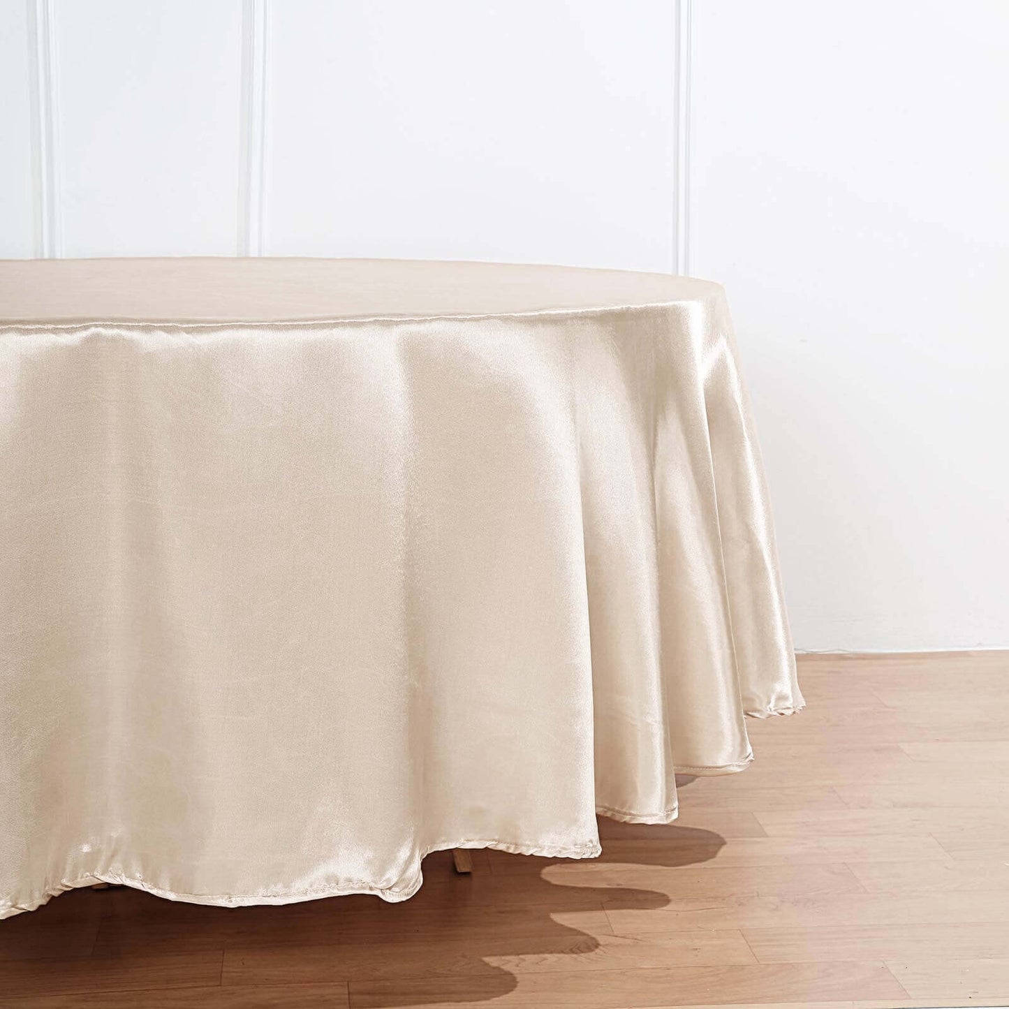 Beige Seamless Satin Round Tablecloth 90"