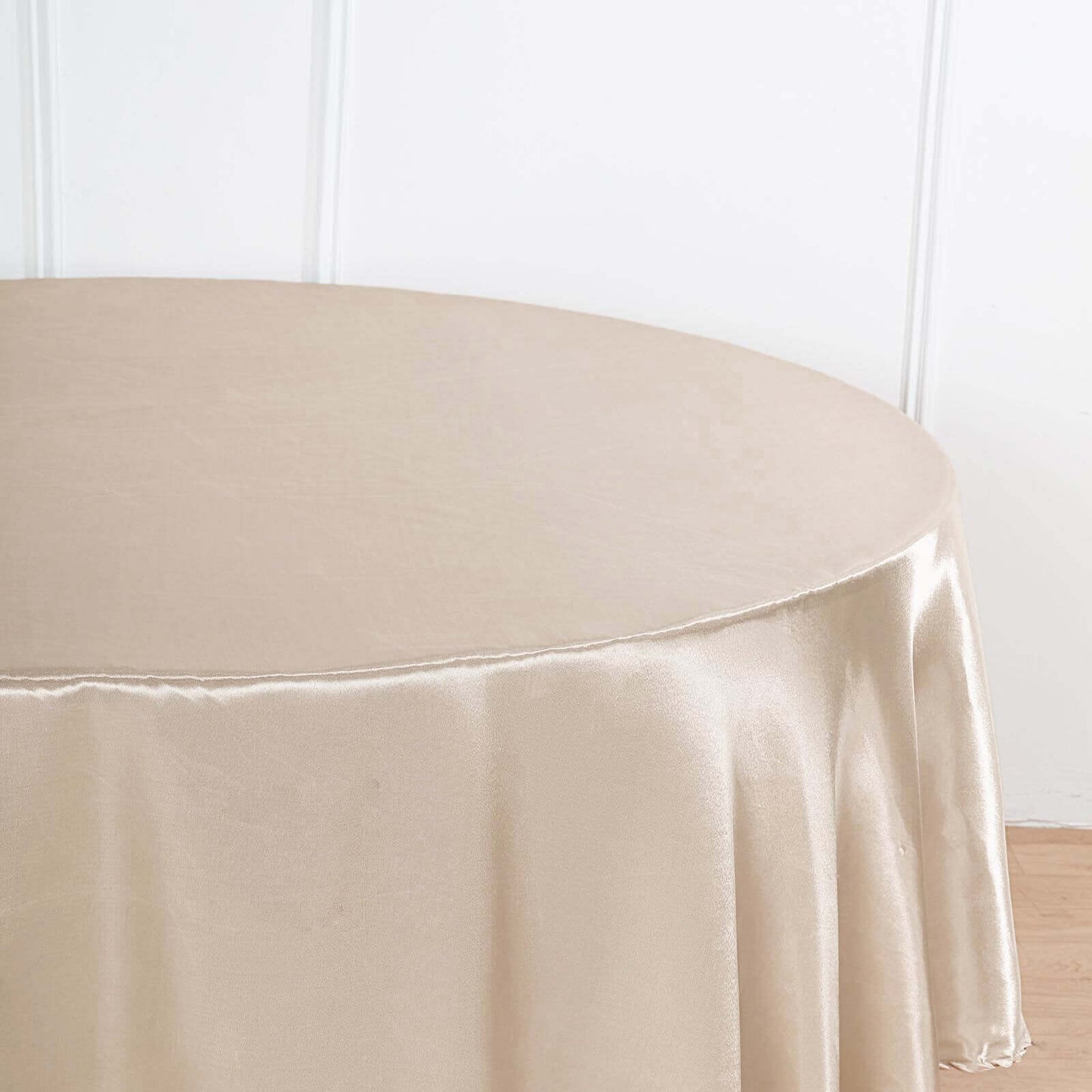 Beige Seamless Satin Round Tablecloth 90"