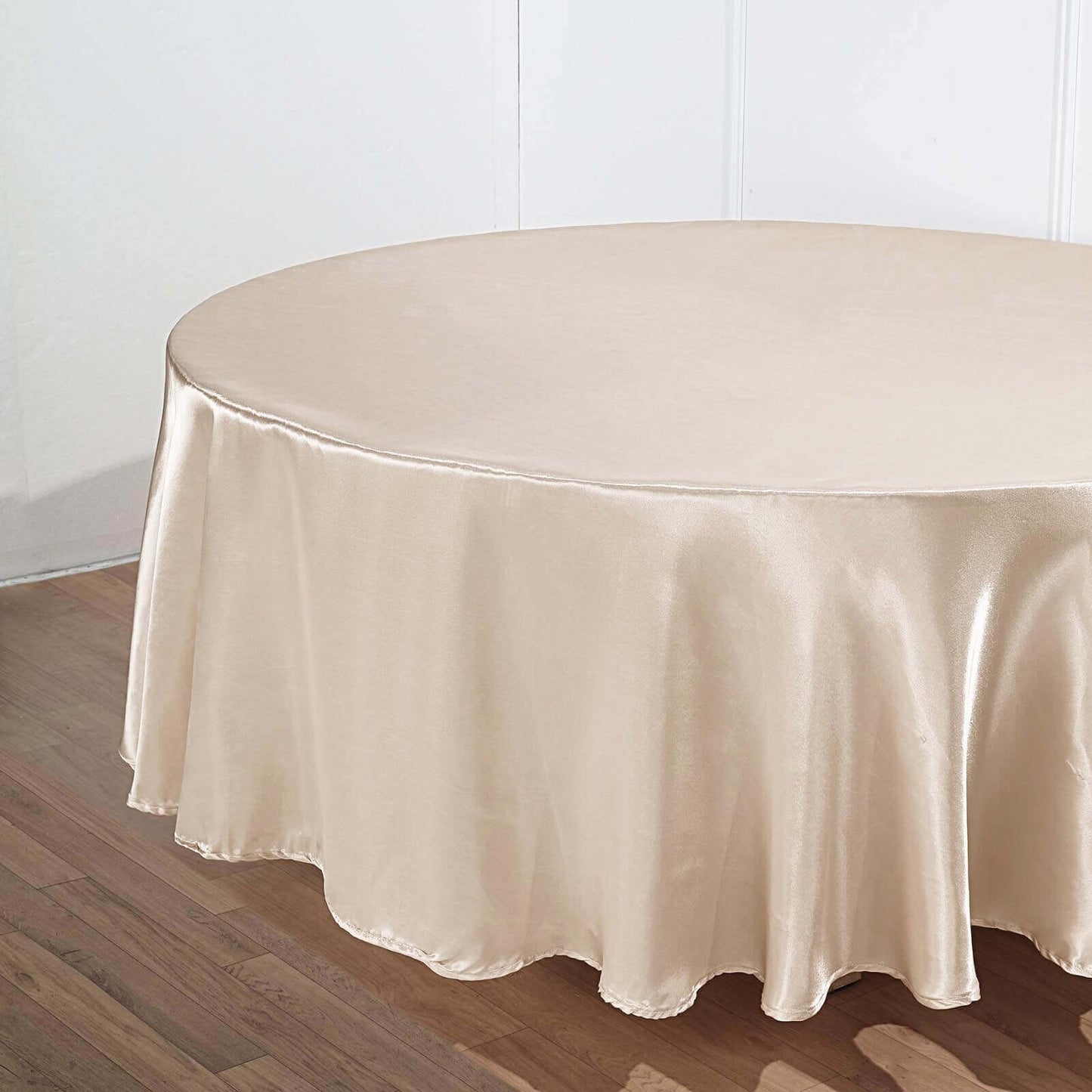 Beige Seamless Satin Round Tablecloth 90"