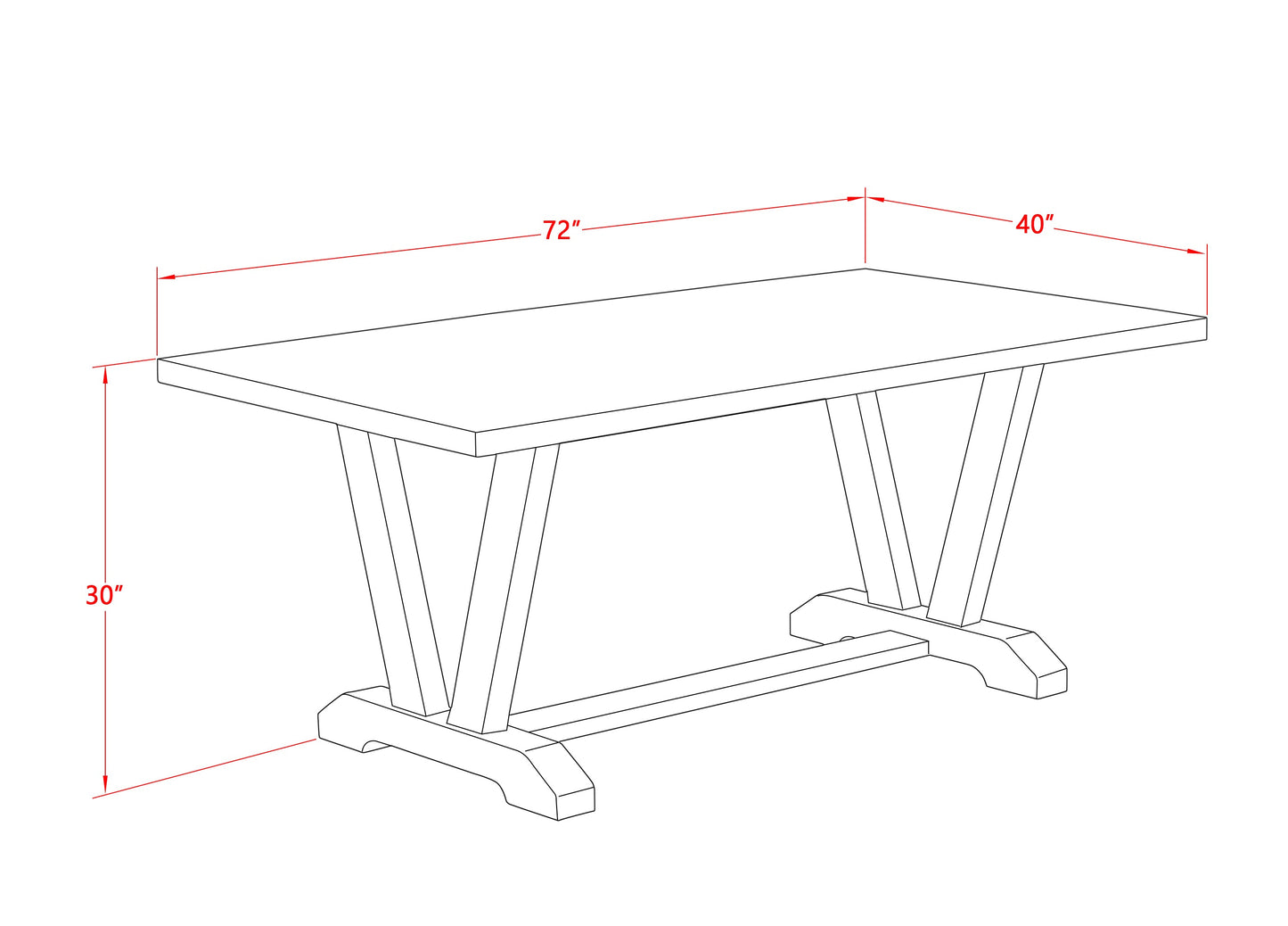 East West Furniture V027LA015-5 5 Piece Dining Room Table Set Includes a Rectangle Kitchen Table with V-Legs and 4 Baby Blue Linen Fabric Parson Dining Chairs, 40x72 Inch, Multi-Color