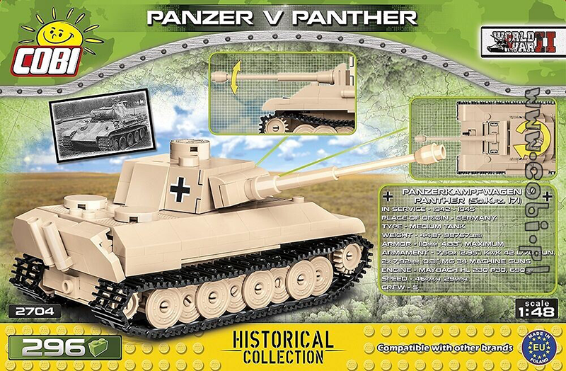 Cobi World War II - Panzer v Panther Tank 1:48 Scale 294 pieces