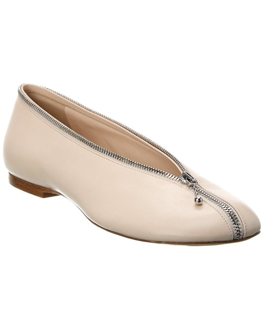 Burberry Sadler Zip Leather Ballet Flat