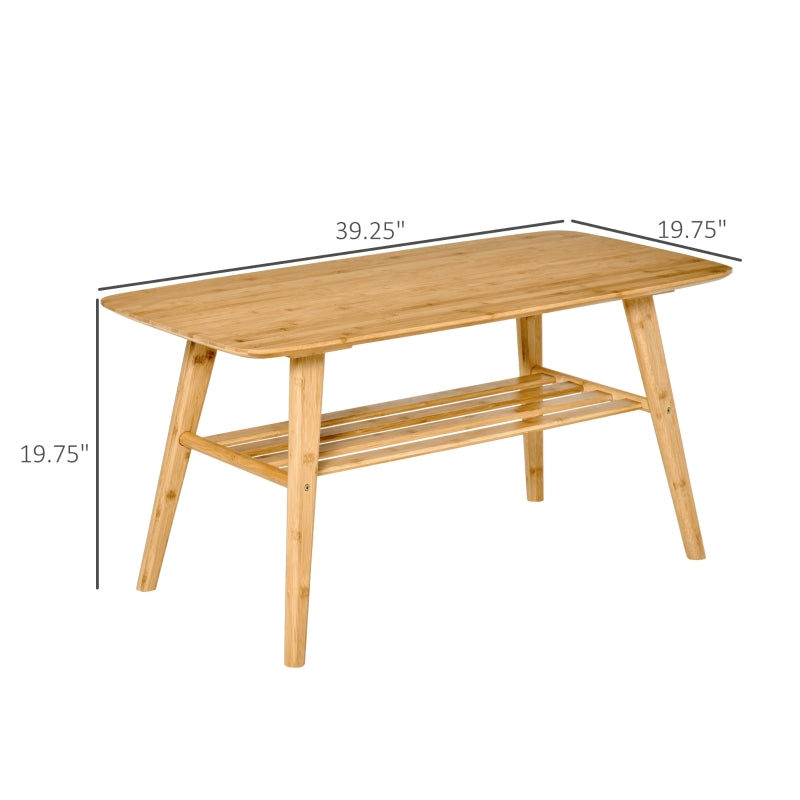 2 Tier Bamboo Tea Table - Natural